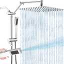 All Metal 12 Inch Rain Shower Head with Handheld Spray Combo, High Pressure Waterfall Rainfall Square Shower Heads with 16" Adjustable Extension Arm, Dual Showerhead with 3-Way Diverter, Chrome