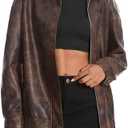Casly Lamiit Women's Faux Leather Jackets Long Sleeve Zipper Oversized Motorcycle Biker Coat Trendy Travel Casual Outfits Small
