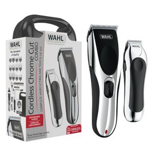 Wahl Clipper Cordless Chrome Pro Hair Clippers for Men and Battery Hair Trimmer Combo for Full Haircuts and Touch-Up Trims  Model 3026590