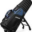 JANUS Driver Series Golf Travel Bag with Wheels for Airlines, Built-In TSA Lock, Raised-Rib Clubhead Impact Protection, Rigid-Base One-Step Hands-Free 4-Wheel System, Fits Most 14-Way Cart Bags, One Size