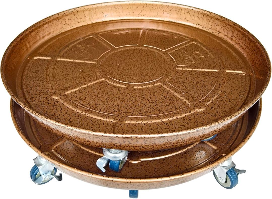 Mornteko Plant Pallet Caddy, Heavy Duty Metal Planter Pot Mover, Plant Pot Pallet Dolly Caster with Iron Wheels, 2 Pack (20.07 inches, Bronze)