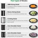5-In-1 Electric Cheese Grater,300W Salad Maker,Electric Grater for Block Cheese,Kitchen Electric Food Slicer Shredder,Chopper for Vegetables Cucumber Carrots Cabbage Nuts(Black)