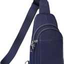 Befen Genuine Leather Small Sling Bag for Women Anti-Theft Crossbody Chest Bags Fanny Packs for Travel with RFID Card Slots (Navy Blue)