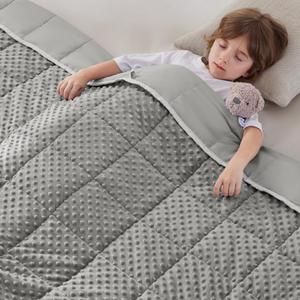 anfie Weighted Blanket Kids(36"x48" 3lbs) Weighted Blanket Cooling Blanket for Sleeping,Throw Size Breathable Blanket with Premium Glass Bead(Grey)