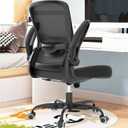 Mimoglad Ergonomic Office Chair - Desk Chair with Flip-up Armrests & 135 Recline, Adjustable Lumbar Support - Space-Saving Task Chair for Business/Team Office & Home (Black, 350lbs), 25D x 25W x 30H in