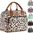 HOMESPON Lunch Bag for Woman Man Adults with Front Pocket Insulated Lunch Tote Lunch Box Container for Work Picnic or Travel(Leopard)