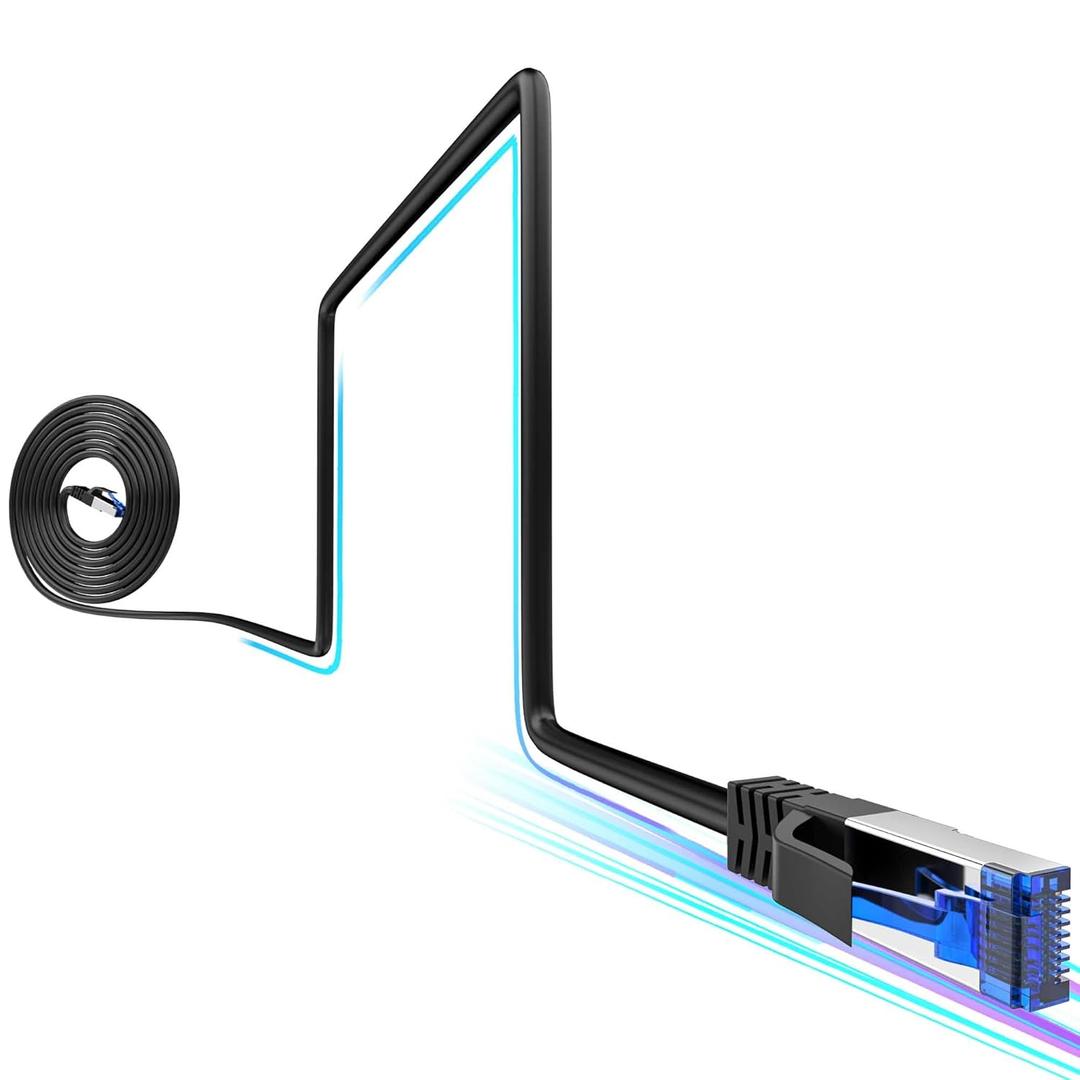 Cat8 Ethernet Cable 150 FT Indoor & Outdoor, Ethernet Cable High Speed 40Gbps 2000Mhz, Flexible Shielded Internet Cable, Cat 8 SSTP Network Cable for Home/Office/Gaming/POE, Black