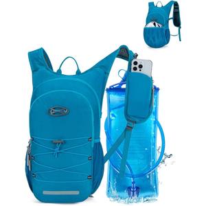 Hydration Backpack with 2L Water Bladder, Hiking Water Backpack for Men Women with Phone Pocket and Helmet Holder