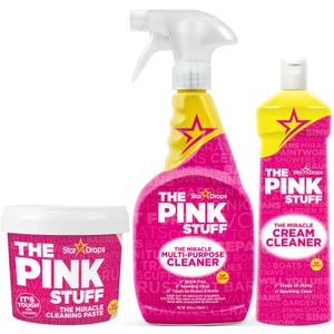 Stardrops The Pink Stuff Miracle Cleaning Bundle  Multi-Purpose Paste, Spray & Cream Cleaner (3-Pack)  Tough on Stains, Gentle on Surfaces