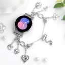 PENKEY Metal Band Compatible with Samsung Galaxy Watch 7 6 5 4 FE 40mm 44mm, Bling Bracelet Charms Dressy Pendants Straps for Samsung Watch 6 4 Classic 47mm 43mm 42mm 46mm/Watch 5 Pro 45mm