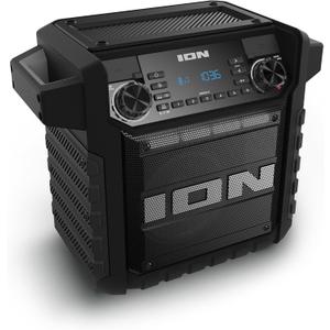 ION Tailgater Classic Outdoor Portable Bluetooth Speaker with Rechargeable Battery, FM Radio, USB Port, IPX5 Water-Resistant, 6.5" Woofer, App, Black