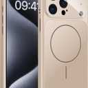 TOBOVON for iPhone 15 Pro Case with Camera Lens Protector, Compatible with MagSafe, Slim Matte Magnetic Shockproof Phone Cover for iPhone15 Pro, Gold