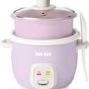 AROMA CoreCoat Rice Cooker with Pop-Up Food Steaming Basket (4 Cups Cooked, 2 Cups Uncooked, 1 Qt) (Lilac)