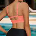 Women's Twist Front Bikini Top Large Bust Sporty Padded Swimsuit Bathing Suit Tops Only (Pink, L)