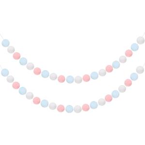 uxcell 2pcs Pom Pom Garland 6.6 ft 30 Balls Colorful Felt Ball Garland for Wall Christmas Tree Decor Birthday Banner Easter Party Decorations, Pink, Blue, White