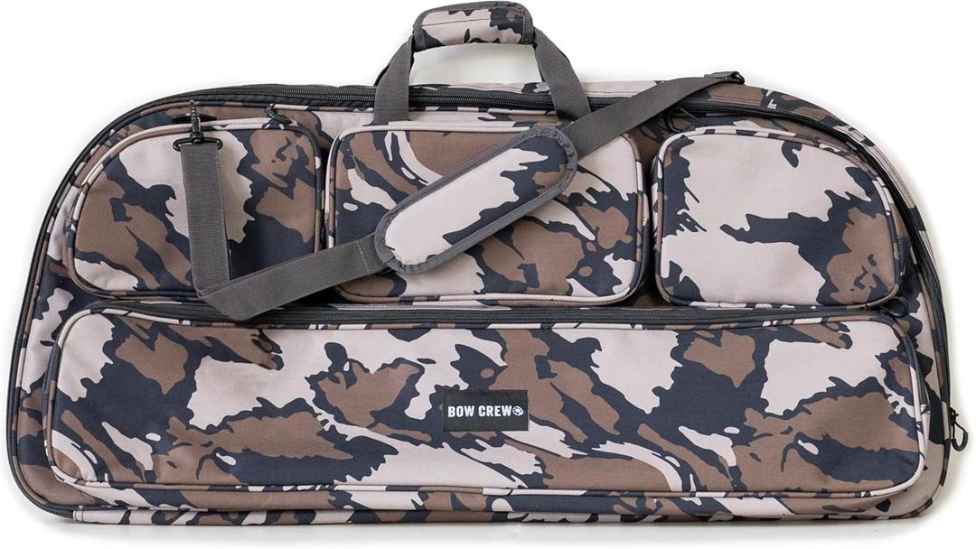 BOW CREW Cruiser Bow Case | Features Comfortable Carrying Options & Spacious Interior with Multiple Accessory Pockets | Durable, Lightweight Archery Case Protection for Your Bow (Nightfall Camo)