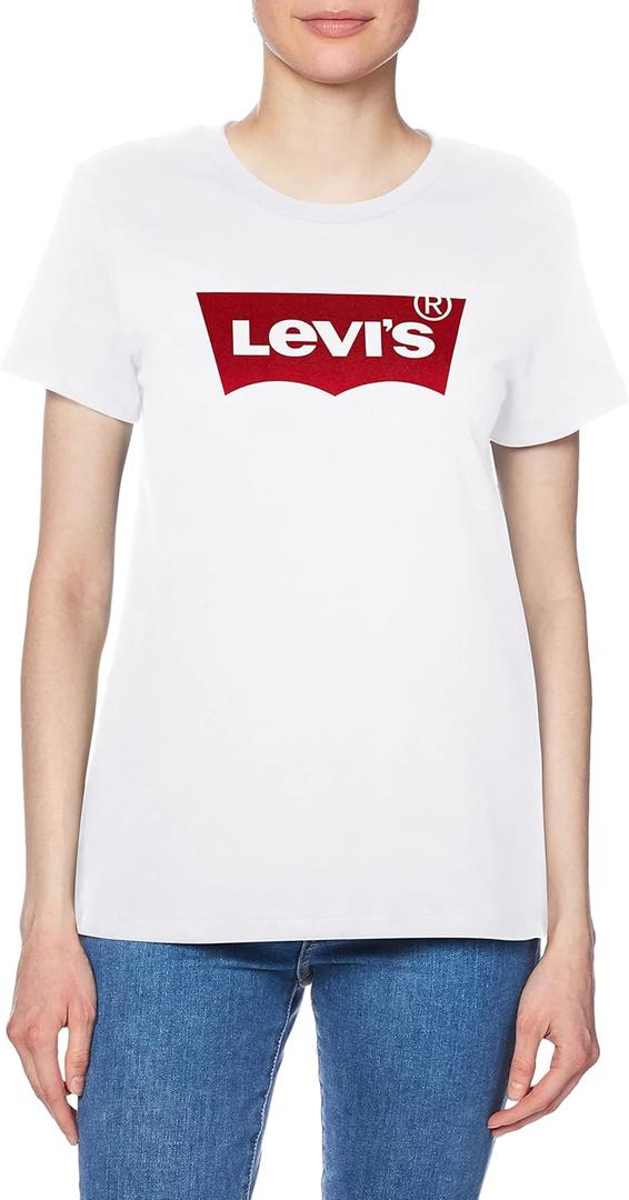 Levi's Women's Perfect Crewneck Tee Shirt (Also Available in Plus) (Large, Core Housemark White)