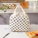 Homele Cute Lunch Bag for Women Men Corduroy Lunch Tote Bags Reusable Large Capacity Insulated Lunch Box Cooler Thermal Bento Lunchbox Containers for Work Travel Picnic Outdoor (Black Flowers)