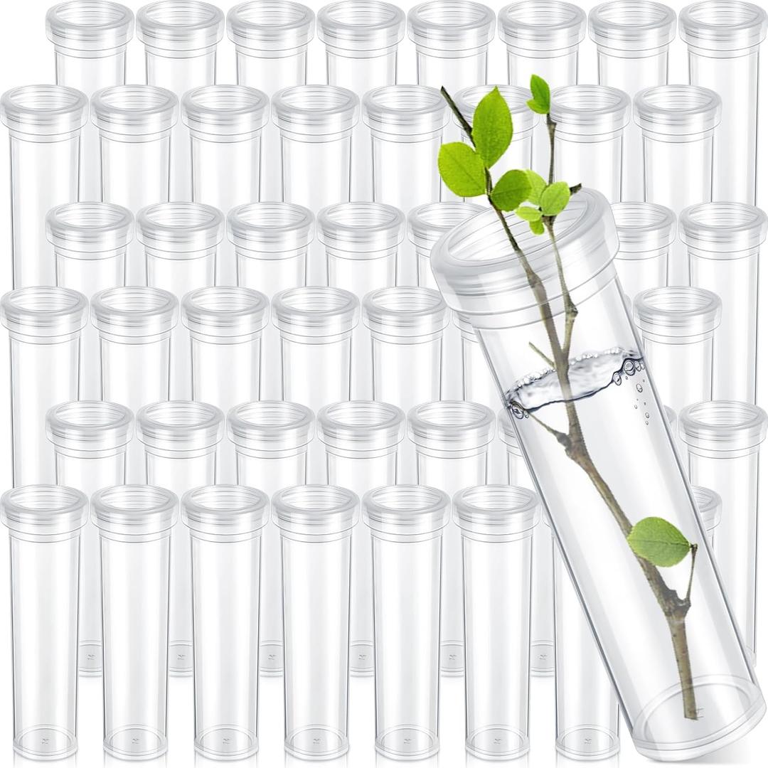 Hushee 100 Pcs 60ml 4.33 Inch Floral Tubes for Milkweed Large Flowers Water Tubes for Milkweed Cuttings Flower Floral Arrangements Butterfly Habitat