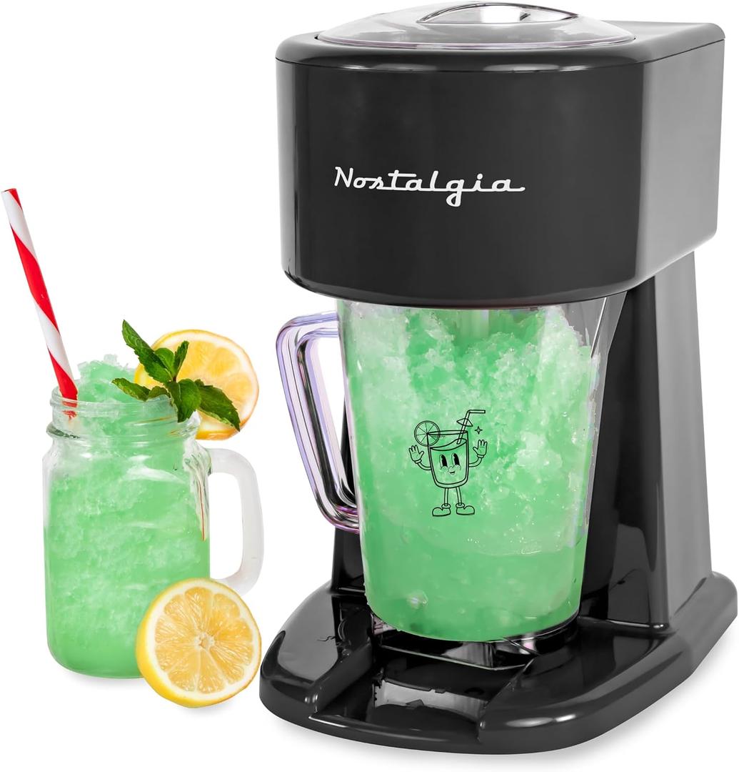 Nostalgia Retro 40-Ounce Frozen Beverage Station - Slushie Machine and Ice Shaver with Automatic Mixing for Soda, Cocktails and Margaritas - Easy & Safe Use - Black