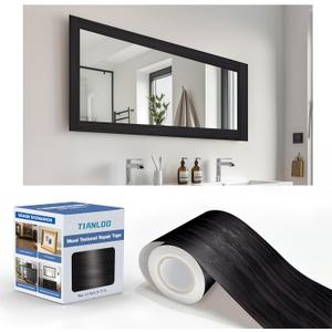 TIANLDD 27 FT Wood Grain Wallpaper Border, Removable Waterproof Mirror Border Peel and Stick,Bathroom Mirror Frame Border.(Dark Brown Oak)