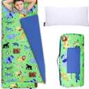 Wildkin Kids Original Nap Mat Cozy Kids Sleep Mat with Pillow, Ideal for School & Travel - Wild Animals