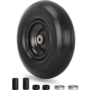13" Wheelbarrow Tire, 4.00-6 Flat-free Solid Tire and Wheel, with 5/8" or 3/4" Bearings, 1.75" Centered Hub for Wheelbarrow/Wagon/Trolley/Garden Scooter Cart (13x4.00-6 Flat Free)