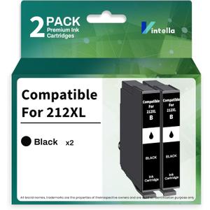 Remanufactured Ink Cartridge Replacement for Epson 212 212XL T212 T212XL Black Ink Cartridges for Workforce WF-2830 WF-2850 Printer (Black Only, 2 Pack)