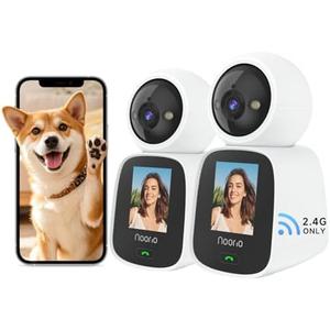 Noorio Two Way Video Calling Camera, 2K One Click Call Pet Camera Indoor with Phone App, 360° PTZ Dog Cam with Speaker, Color Night Vision Security Indoor Cameras, CL200 2Pcs