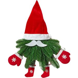 18inch Christmas Gnome Wreath for Front Door Artificial Pine Needle Christmas Gnome Wreath with Snowflake Gloves Cute Swedish Tomte Door Wreath Hanging Ornaments for Porch Window Home Decor
