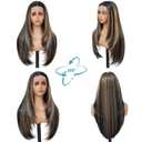 Synthetic Lace Front Wig 13x4 HD Lace Layered Hairstyle Pre Plucked Hairline Straight Long Black Glueless Wigs for Black Women 26 Inch Beginner Friendly