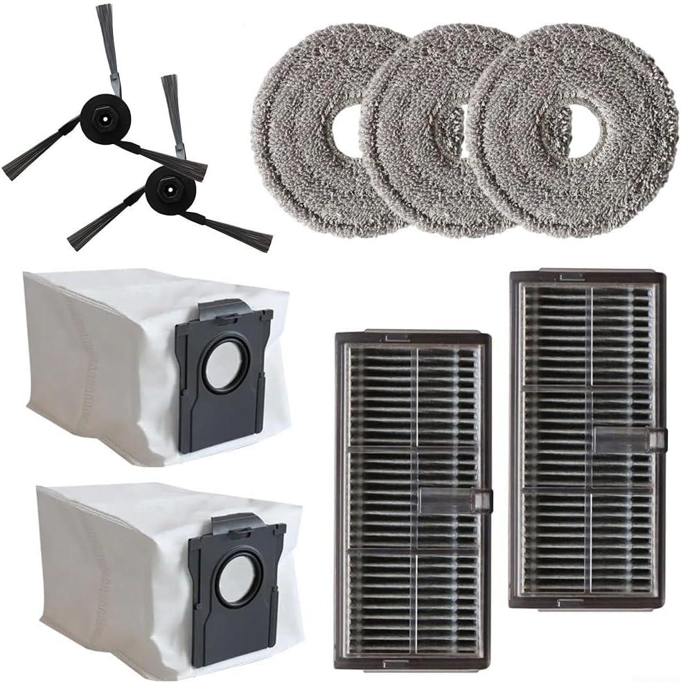 Replacement Filter Mop Cloth Kit for MOVA for P50 Pro for Ultra Vacuum Cleaner, 2 Side Brushes, 2, 3 Mop Pads, 2 Bags, Vacuum Parts & Accessories
