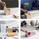 Slide-Out Bread Storage Container with Airtight Lid, Clear Plastic Bread Box with Drawer Tray for Sandwich Loaves, Bagels & Buns, 1355 in BPA-Free Bread Keeper for Counter, Pantry & Freezer