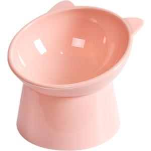 Tilted Elevated Cat Food Bowl - Cats Bowls Whisker Friendly Anti Vomiting Slanted Feeding Bowls Cute Shallow(Tall Cat Bowl-Pink)
