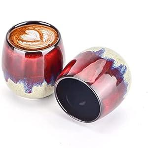 FLJZCZM Ceramic Kiln-Change Espresso Cups Small Espresso Coffee Cups Set of 2 Spirits Cups Tasting Cups Ceramic Mate Cup 3Oz (Red) FLJZCZM Ceramic Kiln-Change Espresso Cups Small Espresso Coffee Cups Set of 2 Spirits Cups Tasting Cups Ceramic Mate Cup 3Oz (Red)