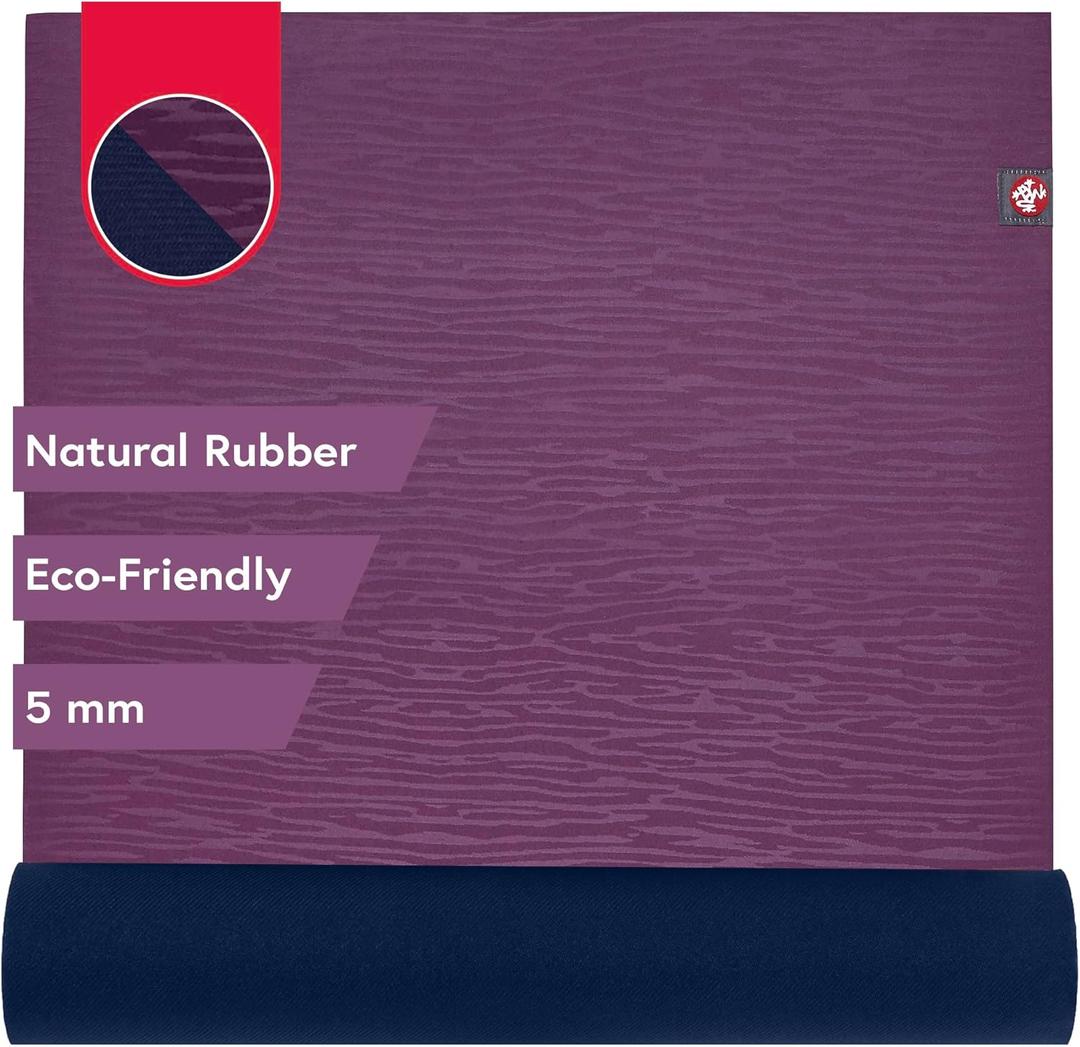 Manduka eKO Yoga Mat - 5mm Natural Rubber | Eco-Friendly | Soft Textured Surface| Natural Next-to-Skin Feel (71" x 26", Acai Midnight)