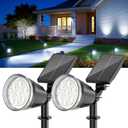 Solar Spot Lights Outdoor Cool White, 1000LM Big Adjustable Solar Lights Outdoor Waterproof, 2-in-1 Bright Solar Powered Spotlights Landscape Lighting for Garden, Yard, Pathway, Tree, Flag