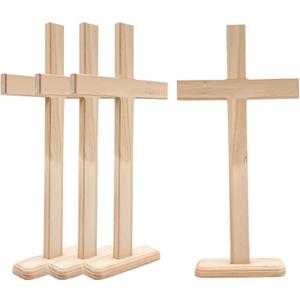16 Inch Only 2 Pack Wood Cross Unfinished Wooden Crosses Unpainted Tabletop Cross for Crafts
