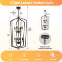 WJShome Black Chandelier, 8-Light Tiered Lantern Pendant Light, Modern Farmhouse Foyer Lighting Fixtures, Large Chandeliers for High Ceilings, for Foyer, Staircase, Entryway
