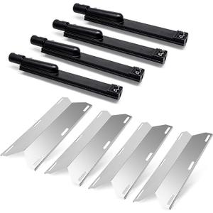 Grill Parts for Jenn-Air 720-0062-LP 720-0164 720-0165 720-0061-LP 720-0099-NG, 4 Pack Heat Plates and 304 Stainless Steel Burners Replacement for Jennair Jenn Air 720-0062 Gas Grill Models