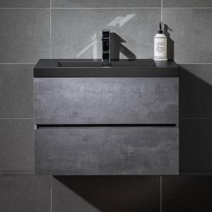 WOODBRIDGE 30 in. W x 19 in. D Wall Mounted Floating Bathroom Vanity in Gray with Quartz Sand Composite Vanity Top in Matte Black