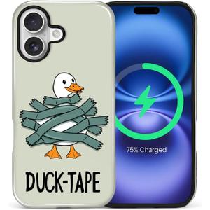 For iPhone 17 Case,Compatible with MagSafe,Dual-Layer Hard Shell + Silicone Cover,Full Body Protection Shockproof Case for iPhone 17-Cute Duck Silly Goose
