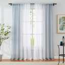 Grey Ombre Sheer Curtains 84 Inch Long for Living Room Bedroom, Crinkle Gradient Curtain Panels Rod Pocket for Boys Room Chiffon Light Filtering Window Drapes for Nursery, Study, Garden, Yard, 52"W