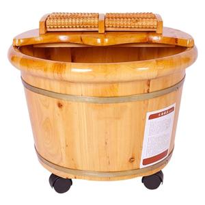 Wooden Foot Bath with Wheels,Wooden Foot Basin with Lid,Wood Foot Bath Bucket,Tina para Pedicure Tub Foot Spa MassageHousehold Thicken Foot Soak Tub