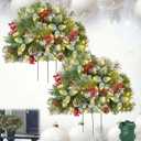 Upliftjoys Pre-Lit Artificial Christmas Tree Urn Fille/Gettoreach,Christmas Pot Fillers Outdoor Front Porch,Prelit Pot Fillers,Faux Holiday Planters with Lights,Stand (2PCS)