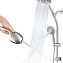 UCLIMAA High Pressure Shower Head with Handheld Shower, 26" Adjustable Height Drill-Free Slide Bar, 3-Way Diverter for Easy Reach, Dual Shower Head Combo Set with 5ft Hose - Brushed Nickel