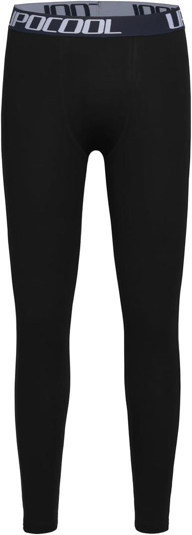 Boys Compression Leggings Quick Dry Youth Basketball Pants Sports Tights Football Base Layer for Kids (Black, L)