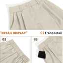 Women Office Wide High Waist Pants Loose Fit Elastic Waist Pleated Front Trousers for Work Casual (XS)