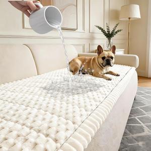 Waterproof Couch Cover for Dogs Washable,Non Slip Fuzzy Durable Couch Covers for 3 Cushion Sofa Pet Friendly Sofa Cover Dog Thick Soft Slipcovers Protector Couches Mat Bed (Beige, 27.6" x 82.7")