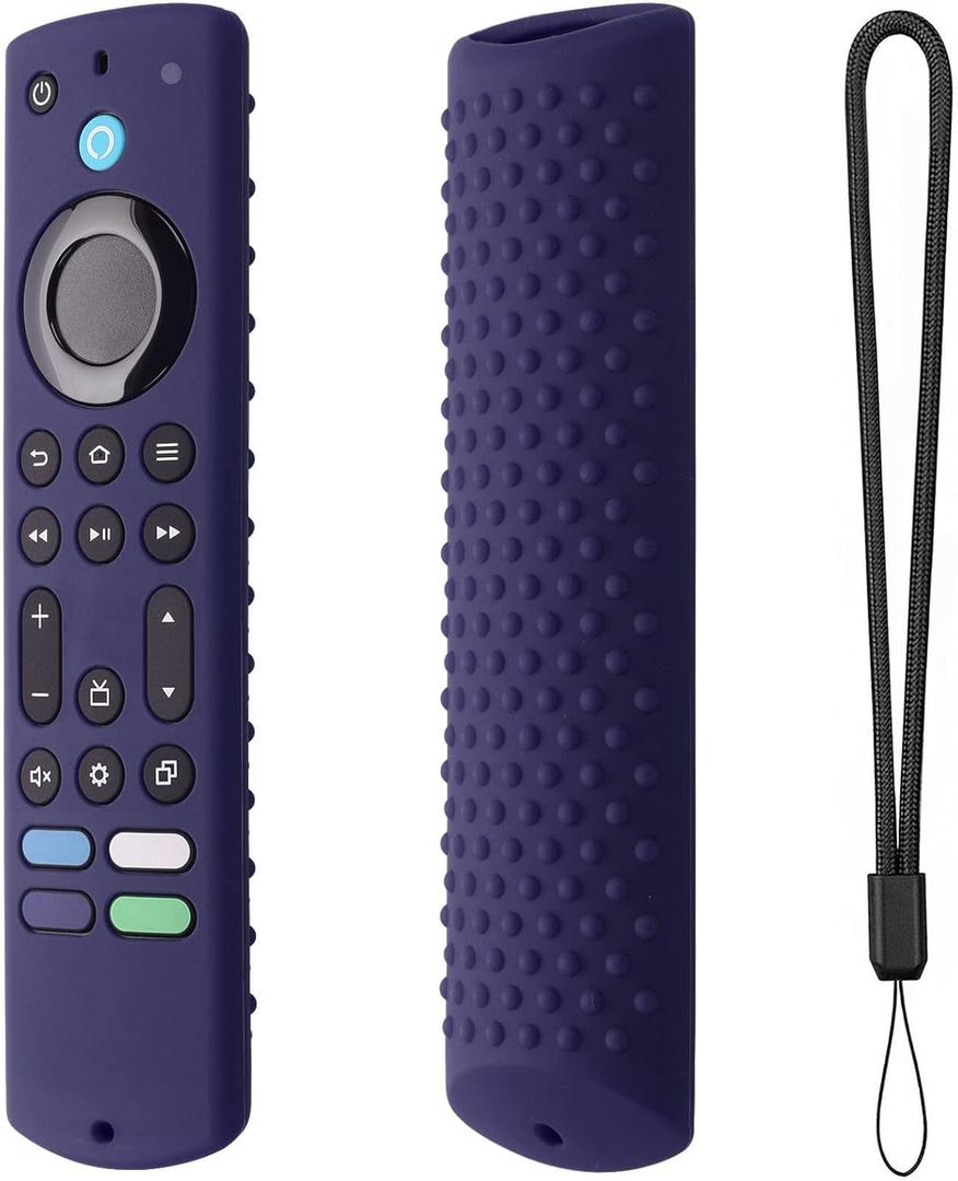 6.2 Inch Silicone Remote case for 2023 Fire TV Stick 4K Max 2nd/Fir TV Omni Series/FireTV 4-Series Remote,Toshiba/Insignia FirTV Remote Cover with Lanyard(Midnight Blue)